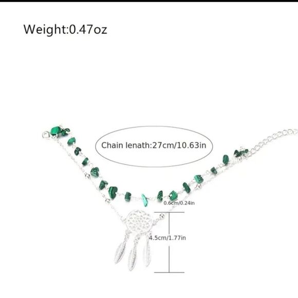 Hollow Dreamcatcher Irregular Green Turquoise AnkletSummer Beach Foot chain - Picture 3 of 9